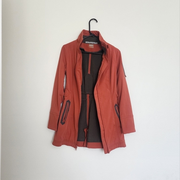 Athleta Classic Longline Zip-Up Scuba Running/Rain Jacket in Rust Orange Size XS - Picture 1 of 5